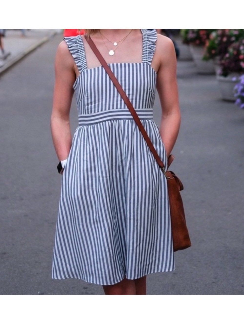 Madewell sz 4 Striped Ruffle Strap Mini Dress summer sundress preppy
coastal - Picture 2 of 16